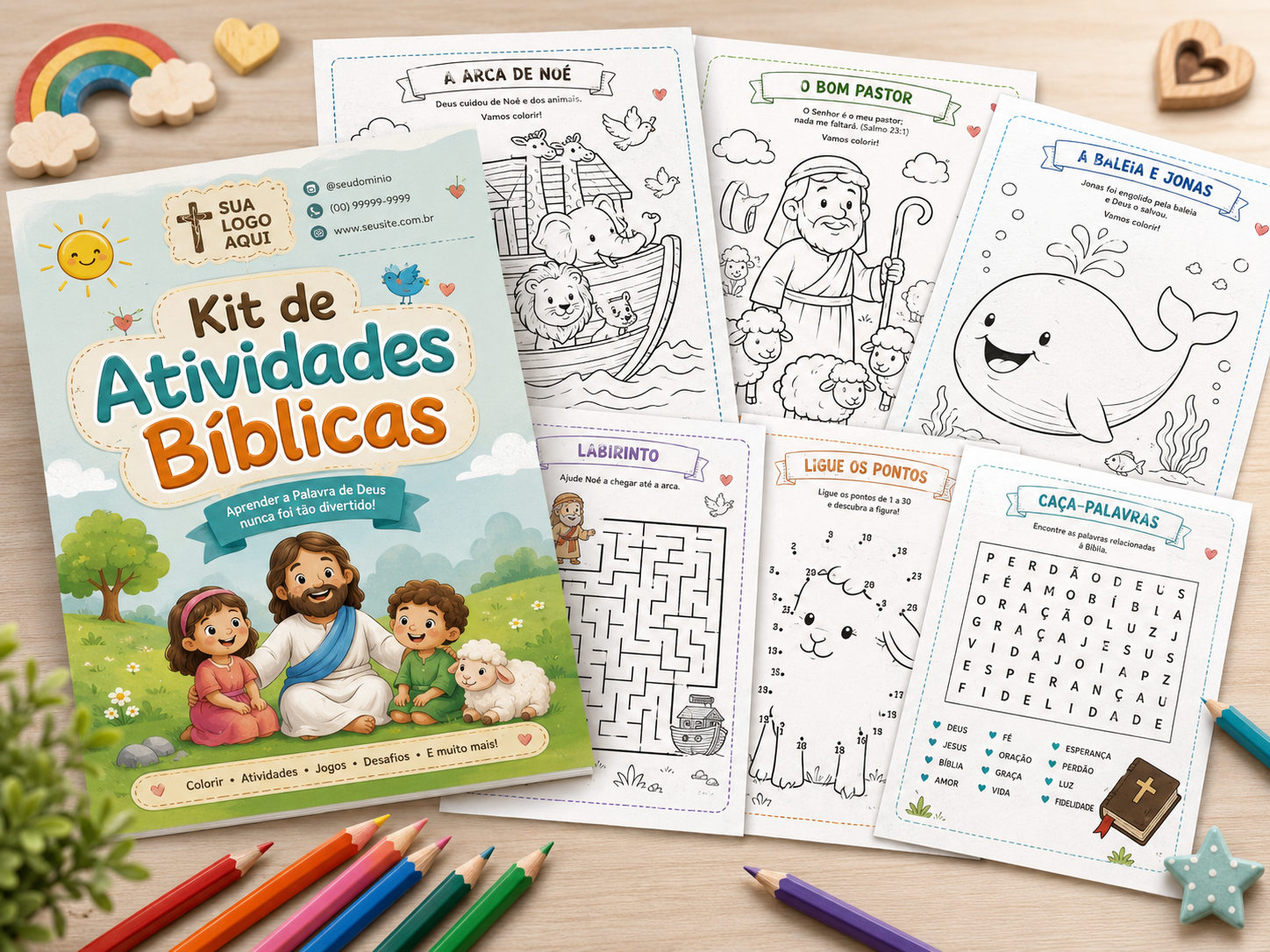 Kit de Atividades Bíblicas para Colorir e Brincar